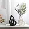 Abstract Ceramic Handicraft Cross Geometry Flower Vase Hollow Vase Rockery Floral Arrangement Accessories Home Decoration