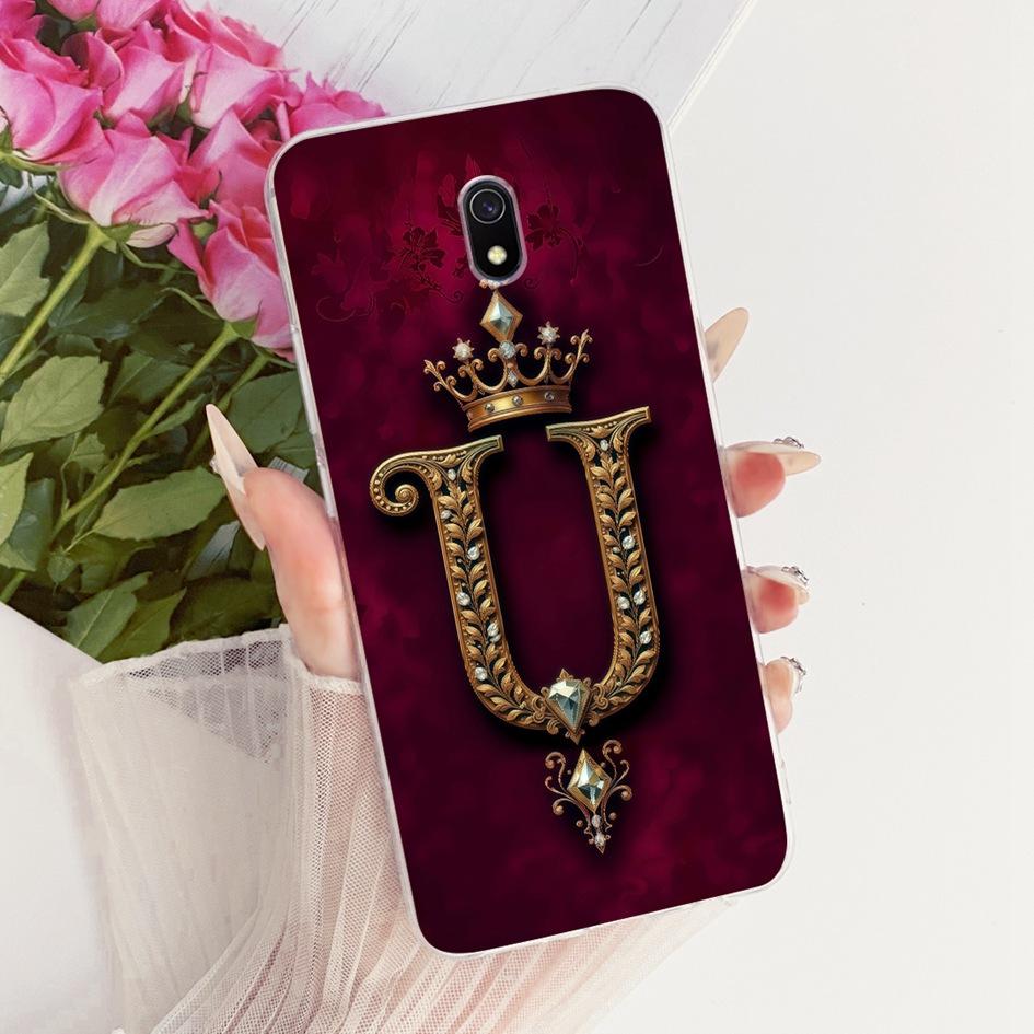 Pour Xiaomi Redmi 8 8A Pro Coque Mode Lettres Initiales A Z Silicone Souple Coque Arrière Pour Xiomi Redmi8 8ADual Redmi8a Coque de Téléphone
