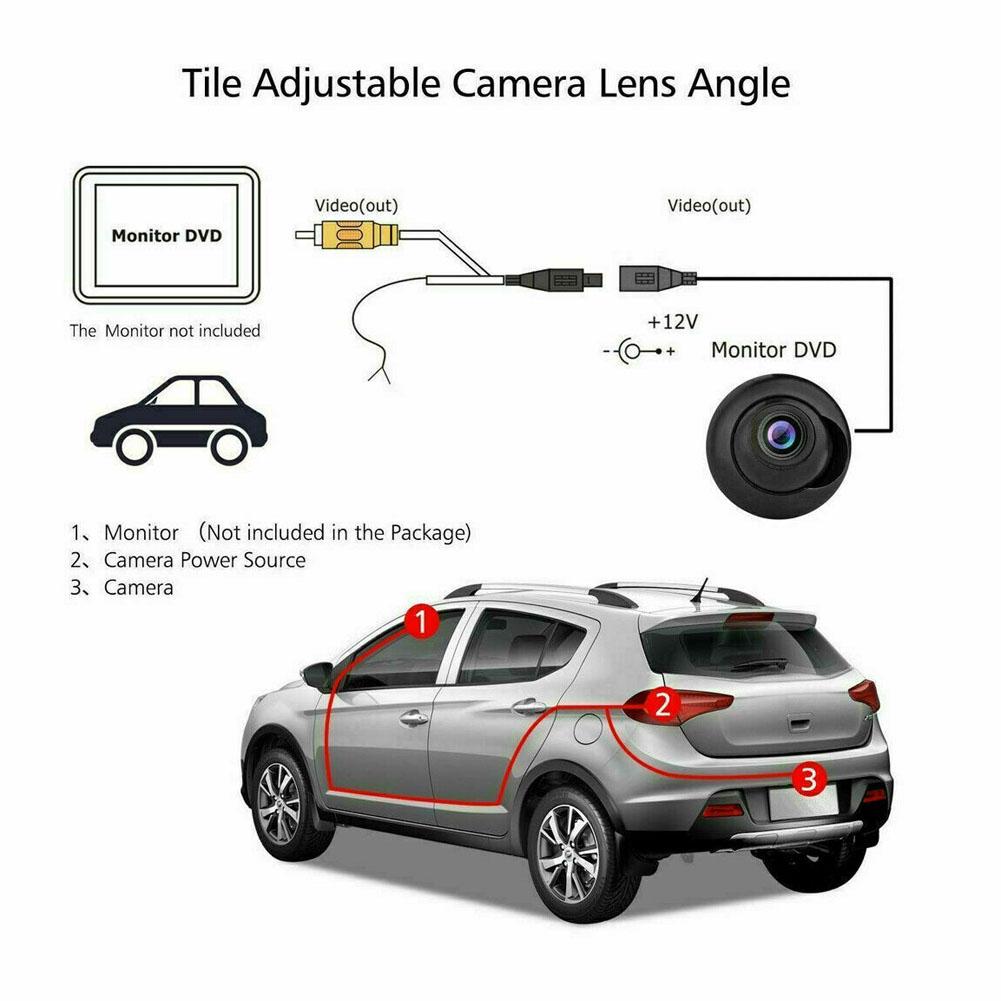 HD Night Vision Camera CCD Vehicle Rearview Camera, Adjustable with Parking Assist Lines