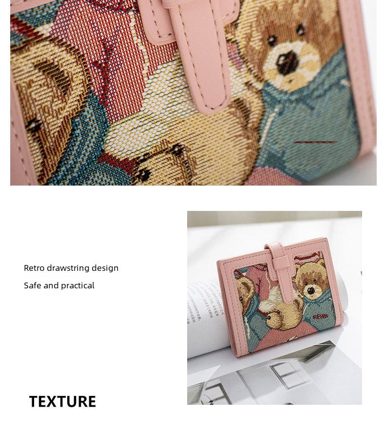Little Bear 2024 Jacquard-Canvas-Geldbörse für mehrere Karten für Damen
