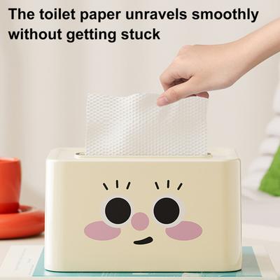 Smile Face Tissue Box Cute Tissue Holder with Spring Mechanism Rectangular Tissue Case Tissue Box Cover Napkin Dispenser for Bedroom Bathroom Car