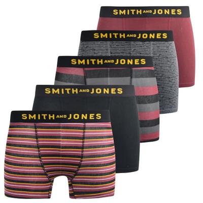 Smith & Jones Mens Kole Assorted Designs Boxer Shorts (Pack of 5)