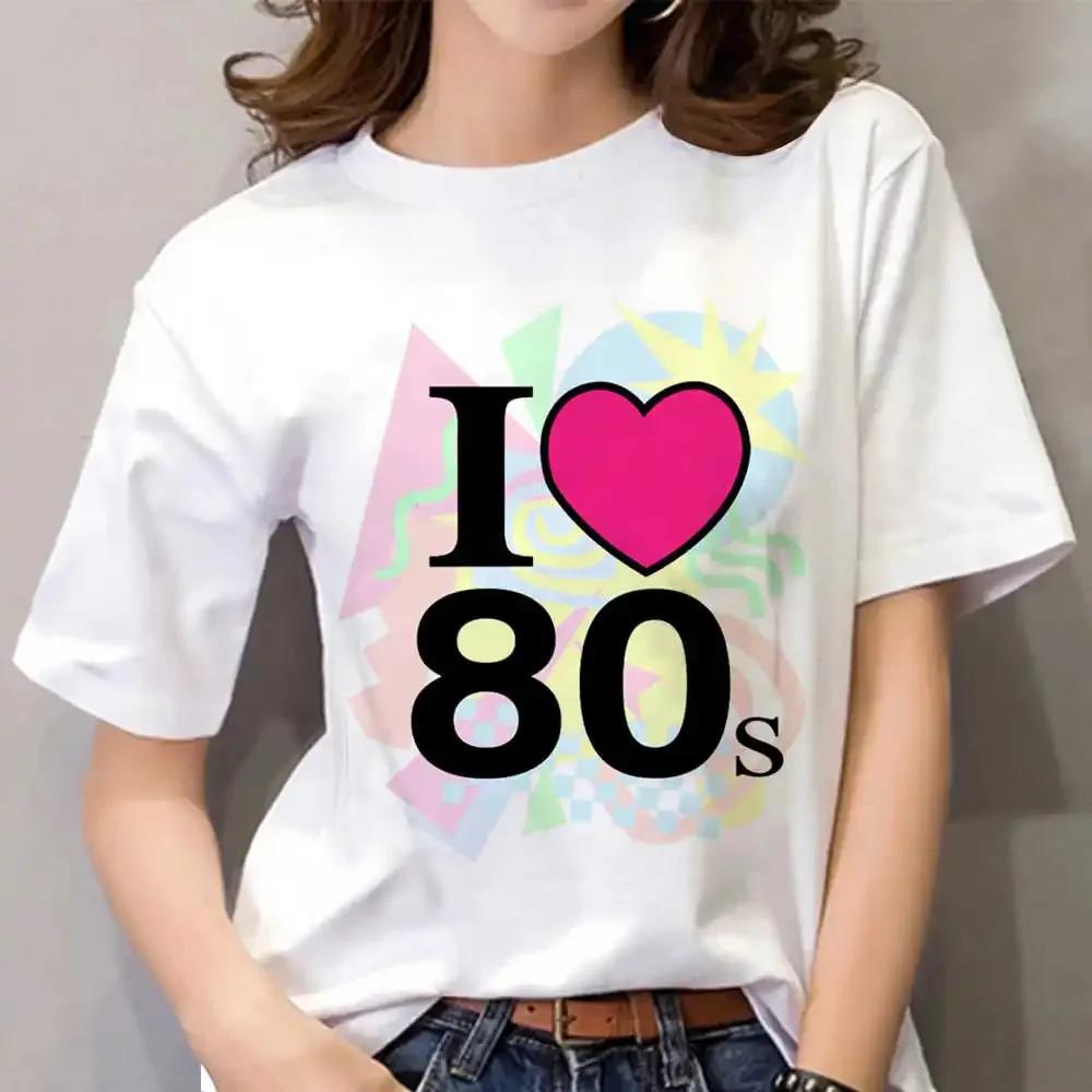 Dámské tričko s 3D potiskem Love 80, letní oversized top s kulatým výstřihem a krátkým rukávem, ležérní tričko, volný streetwear Harajuku