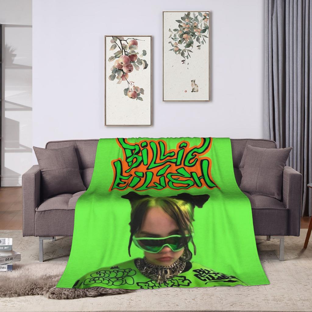 B-Billie Eilish Přehoz na postel z flanelové textilie pro turné Eras Prodyšné Ultra-Měkké Přehozy na postel Auto Přehozy