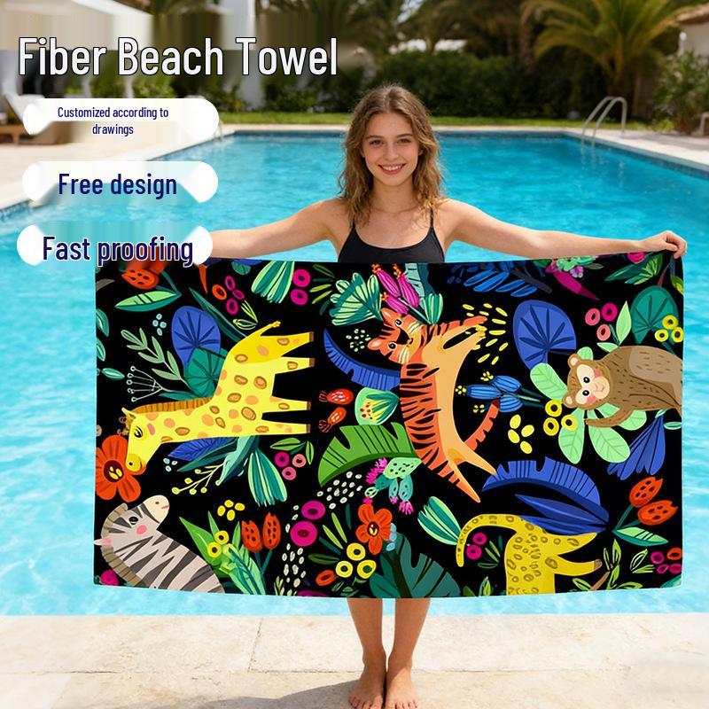 Quick-Dry Microfiber Double-Sided Beach & Sports Towel with Custom Digital Print