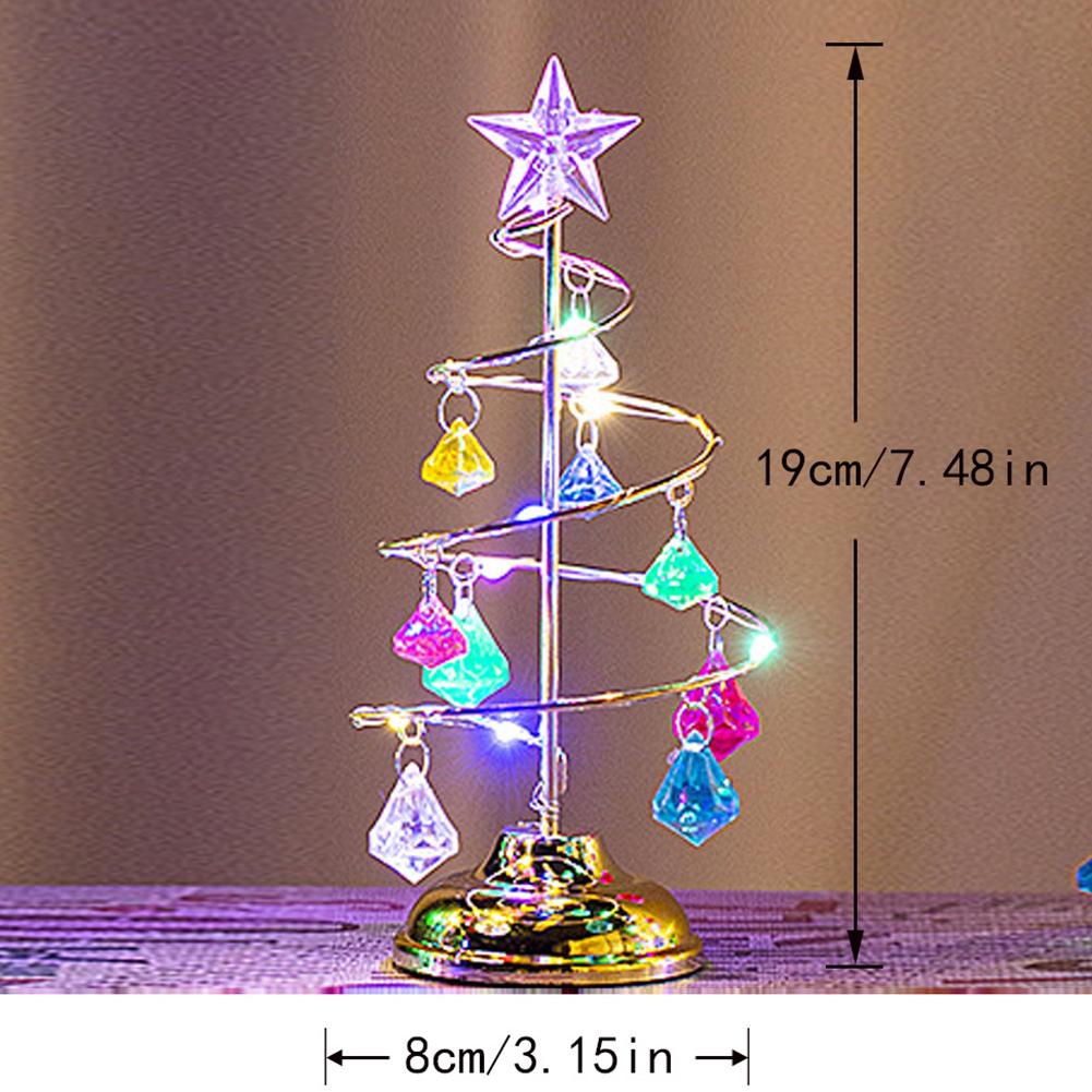 Crystal Star Christmas Tree LED Lights Battery Operated Desk Table Lamp Decorative Iron Tree for Living Room Bedroom