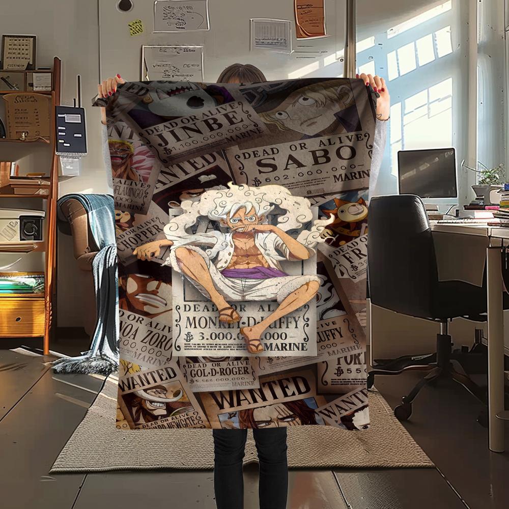 One Piece Character Print Flannel Blanket,High Quality Comfortable for All Seasons,Home Decor,Warmth and Comfort,Perfect for Christmas Gifts