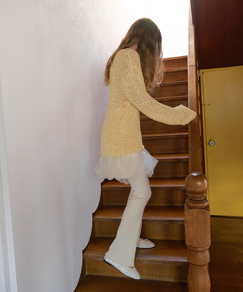 Lonkeu Handmade Net Pullover Knit (Butter Yellow)