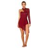 Womens Lace Patchwork One Shoulder Leotard Dress Split See Through Mesh Asymmetric Hem Dance Dress