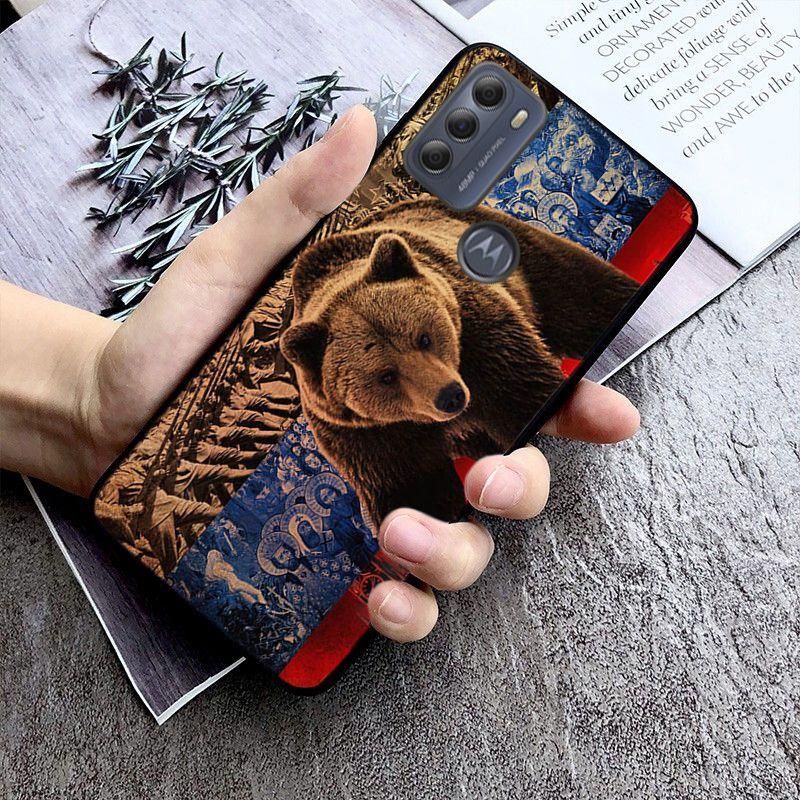 Russia black bear Case for Motorola Moto EDGE 20pro EDGE 20lite E6 E7 Cover G STYLUS GPLAY GPOWER G 5G PLUS G30 G100 Funda Coque
