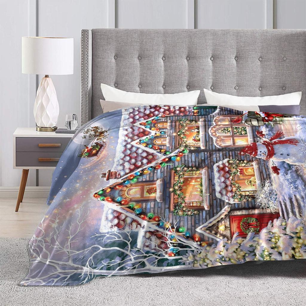 Christmas Eve Blanket Travel Flannel Throw Blanket For Couch Chair Warm Soft Custom Quality Bedspread Gift Idea