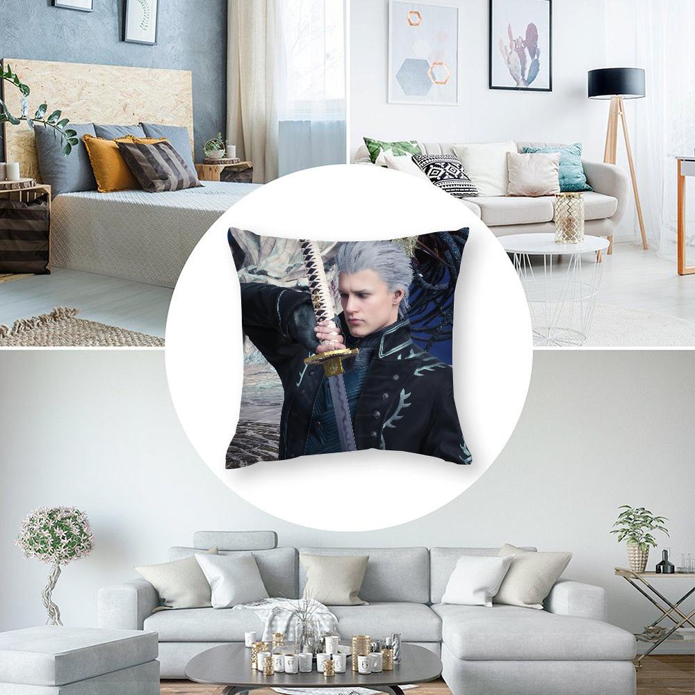 Vergil D-Devil May C-Cry Pillow Case 3D Print Polyester Fiber 45*45 Cm Home Sofa Throw Pillow Cover Decoration Festival Gift