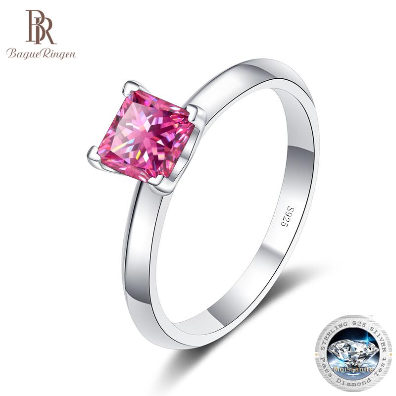 Bague Ringen 1or 2 CT Princess Cut Moissanite Solitaire Ring For Women Colorless High Quality 100% S925 Sterling Silver Band GRA