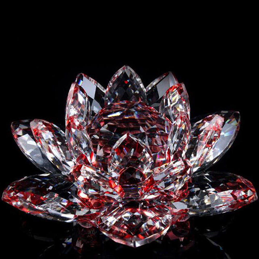 Elegant Crystal Lotus Flower Ornament Decorative Home Accent for Feng Shui, Meditation, and Gift Giving