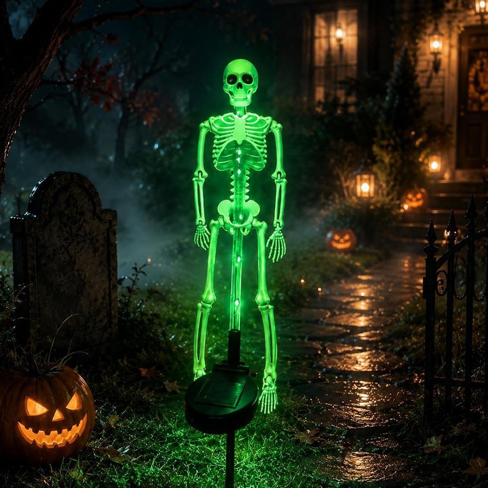 Solar Powered Halloween Skeleton Yard Stake Skeleton LED Lamp Lawn and Flower Beds