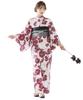 Yukata Red and White Floral Japanese Large Easy To Wear by One Person Blossom Flower FREE (Dita) Women's 5-Piece Set Pattern, Style, Retro, Bold,