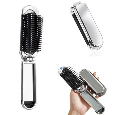 Coolooda Folding Brush with Lightweight Comb with Handy for Commuting To Going Out Mirror, Comb, Mirror, Women's, Anti-Static Brush, Brush, Silver,