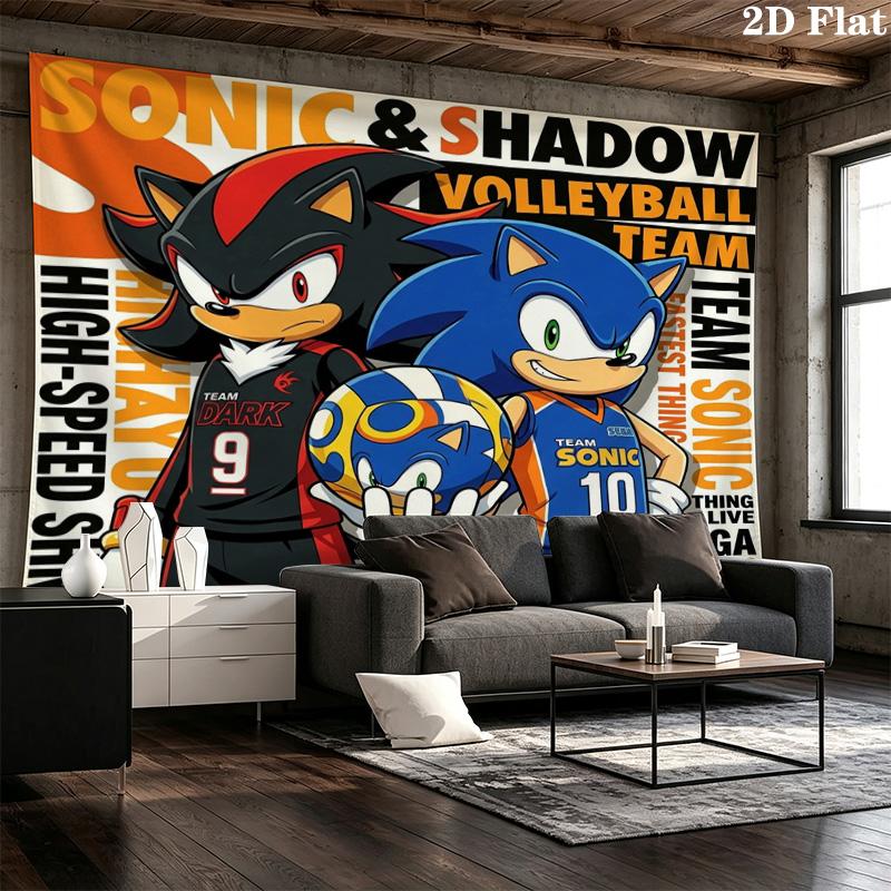Sonic Hedgehog Wall Tapestry Aesthetic Wall Hanging Printed Fabric Blanket Decorative Tapestries For Bedroom Living Room Home Decor