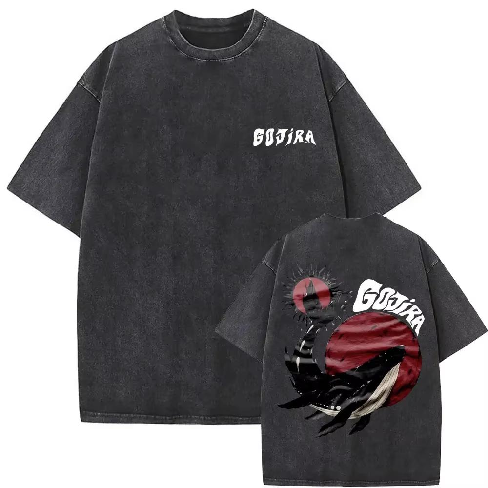Washed Vintage Metal Rock Band Gojira Tshirt From Mars To Sirius Tshirts Mens Women Gothic Punk Oversized T Shirts Streetwear