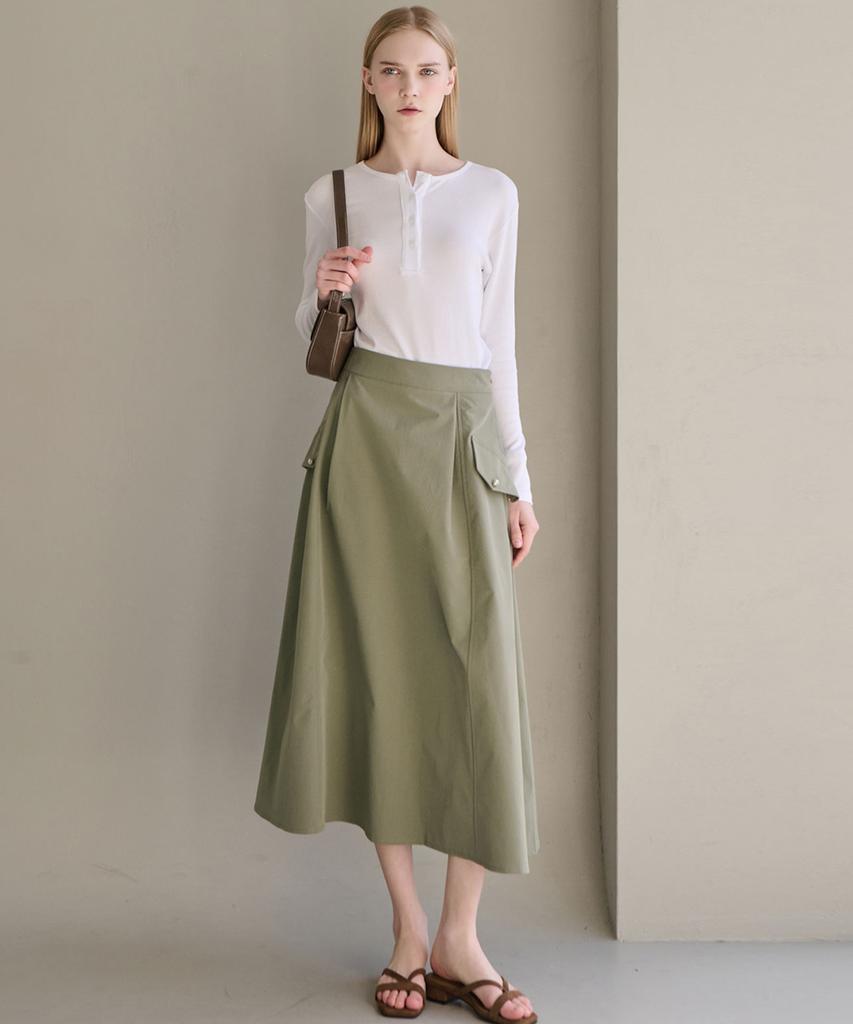 Lucida Rustling Pocket A-Line Skirt_2 Colors