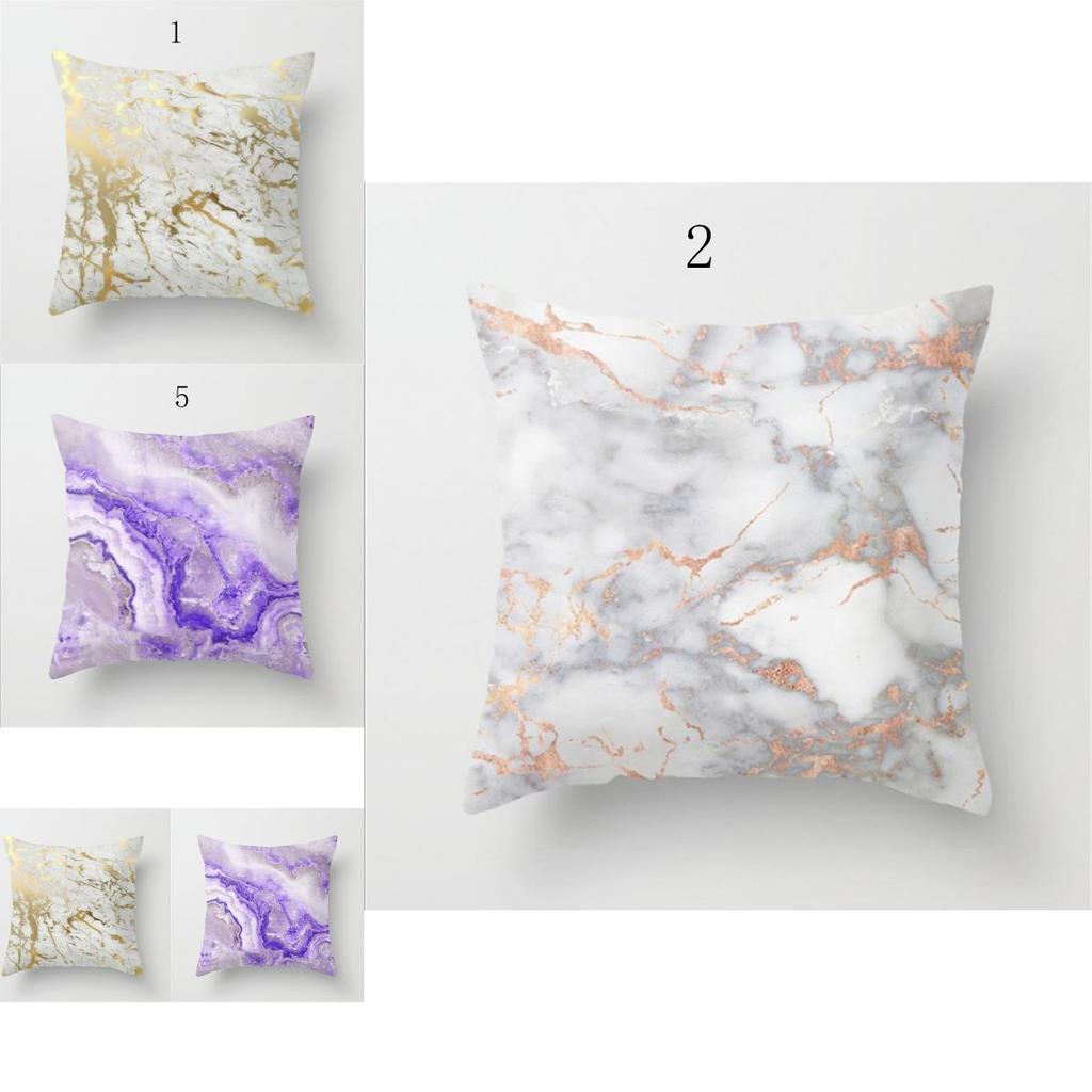 Elegant Marble Pattern Square Cushion Cover Made From Soft Peach Skin Fabric 18 Inches