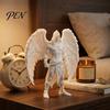 Space-saving Desk Accessory 3D Printed Dark Angel Statue, Gothic Hooded Figurine, Detailed One-piece Molded Figurine Winged Decor for Home Office,