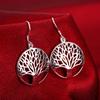Nieuwe 925 Sterling Zilveren Oorbellen Voor Vrouwen Hoge Kwaliteit Sieraden Holle Gesneden Ronde Boom Kerstcadeaus