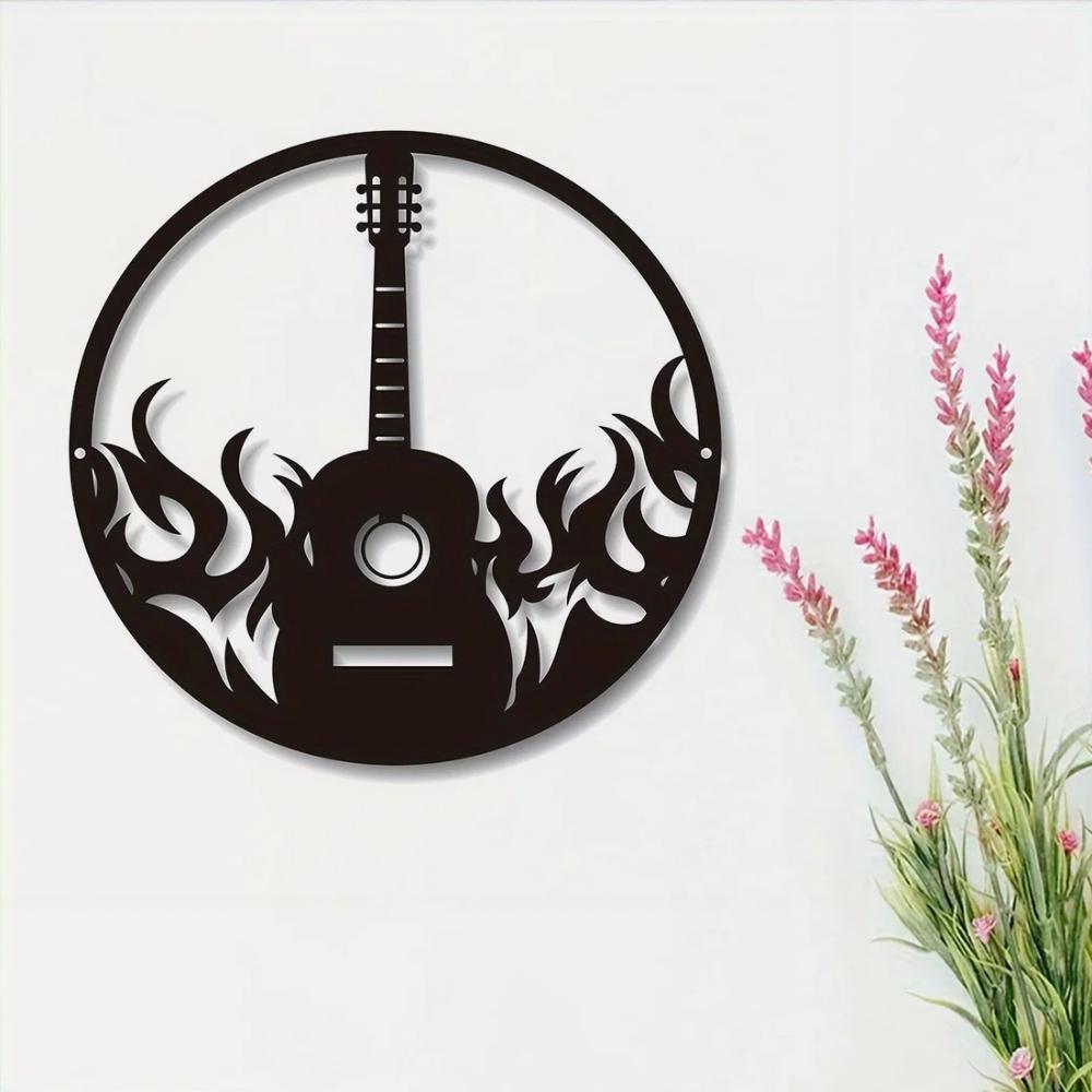 1pc Guitar Wall Art, Guitar Metal Sign, Guitar Player Gift Band, Room Decor Musical Instrument Sign, Modern Wall Decor