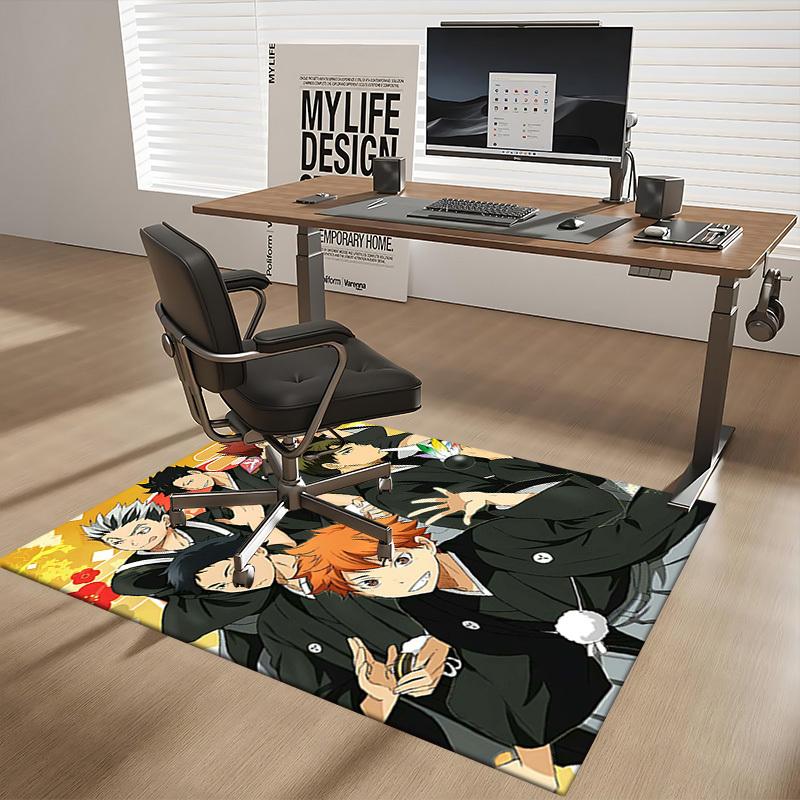 1 pièce Design Dessin Animé Anime Haikyuu !! Tapis de Chaise Antidérapant Karasuno High School Volleyball Club pour Bureau Maison Décoration Salon Chambre à Coucher Jeu