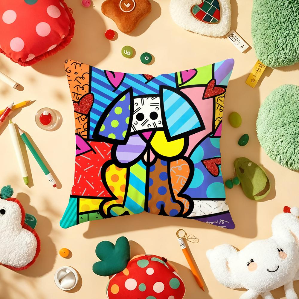 Cushion Cover Plush Fabric Soft Double-Sided Printed Sofa Warm Winter Home Gift Pillow Cover B-Britto Art Design