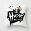 New Halloween Black And White Skull Pumpkin Printed Peach Leather Velvet Pillow Cover Sofa Office Cushion Cover