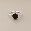 Zwarte Onyx Ronde Statement Ring – 925 Sterling Zilver Sieraden, Minimalistische Boho Edelsteen Ring