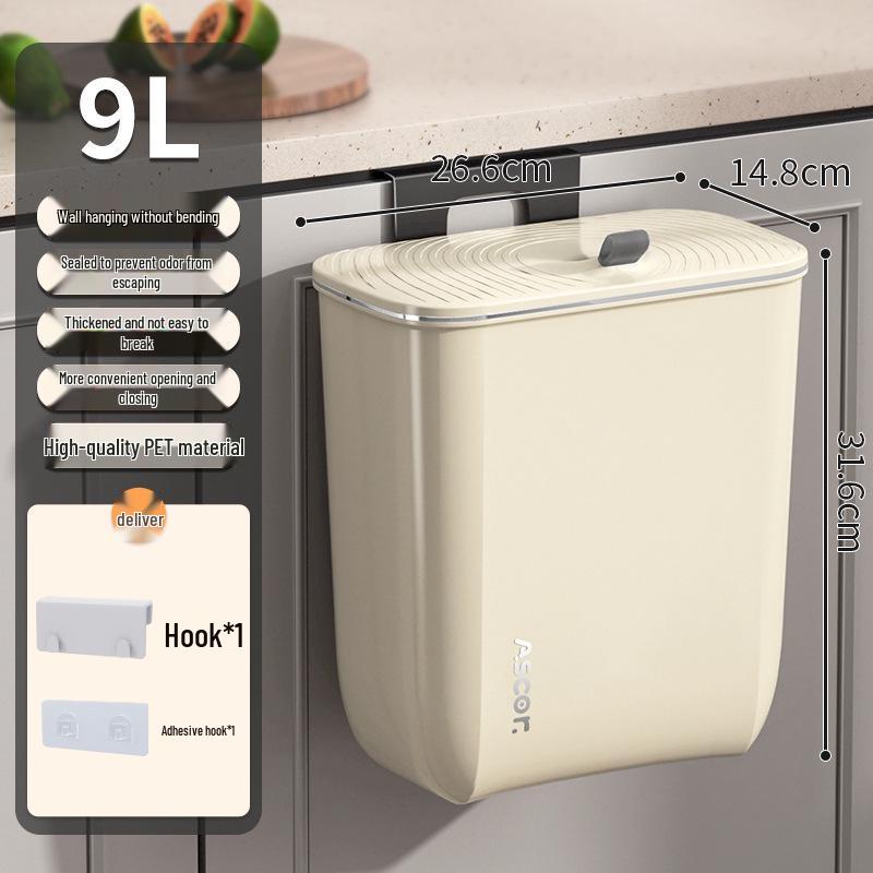Large Capacity Wall-Mounted Trash Can with Lid for Bathroom, Kitchen, Bedroom, and Living Room