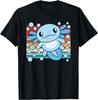 Cute Axolotl Salamander Retro Sunset Graphic Tee Soft Cotton Casual T-Shirt for Kids