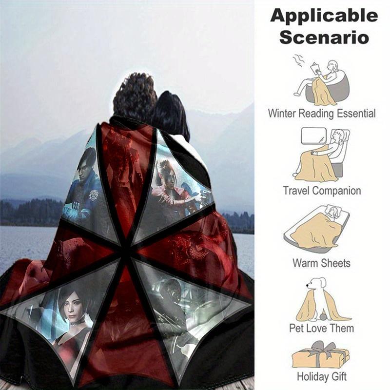 1pc Resident Evil Theme Blanket  Cute Home Decor Gift, Soft, Living Room, Travel, Camping, Car Blankets