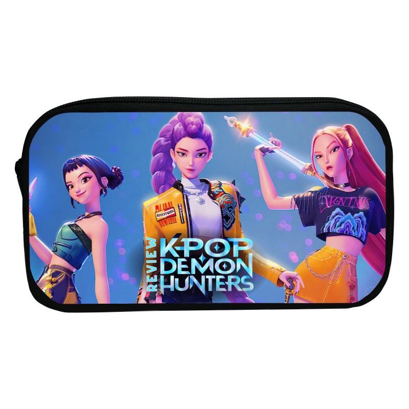 Kpop DHunter Student Etui Grote Meerlaagse Pennentas voor Meisjes School Pennentas Cartoon Demon Pennendoos Pennenhouder Etui
