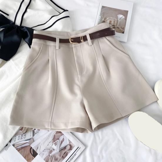 Women Suit Shorts High Waist Zipper Fly Solid Color Casual Suit Shorts with Pockets Versatile Summer Shorts