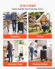 Shopping Cart with Wheels Foldable Trolley Dolly for Groceries Black, 2-in-1 Rolling Utility Cart with Detachable Bag, Soft Foam Handle, Storage