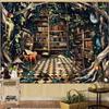 Vintage Fantasy Fairy Tale Tree House Books Bedroom Living Room Dormitory Classroom Printed Tapestry Living Room Bedroom Home De