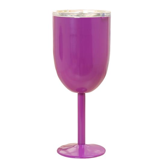 Verre à cocktail isotherme à double paroi de 28 cl, verre à pied haut avec couvercle, pour cocktails, vin, boissons froides, verre à vin en acier inoxydable