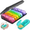 Weekly Portable Pill Cases Box Organizer 7Days 21Grids 3Times Portable Travel with Large Compartments for Vitamins Medicine Fish Oils