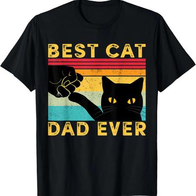 Meilleur Papa Chat de Tous les Temps Drôle Papa Chat Poing Serré Fête des Pères T-Shirt