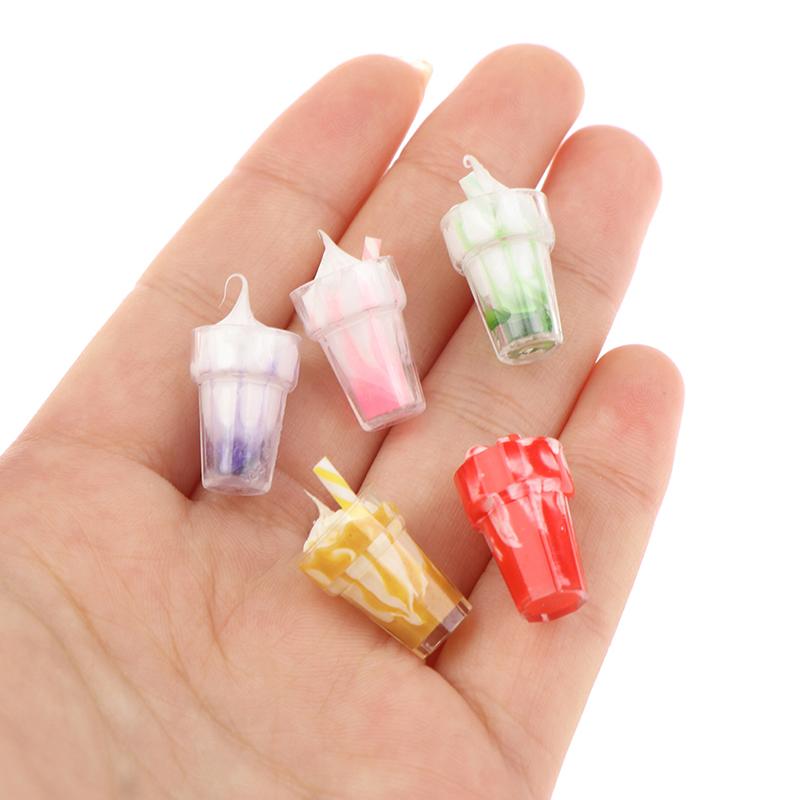 5Pcs 1:12 Dollhouse Miniature Sundae Ice Cream Cup Milk Tea Drink Decor Toy