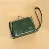 Yogodlns damesportemonnee kleine dames compacte PU-leer vintage kaarthouder portemonnee met ritssluiting vintage clip orgel polstas