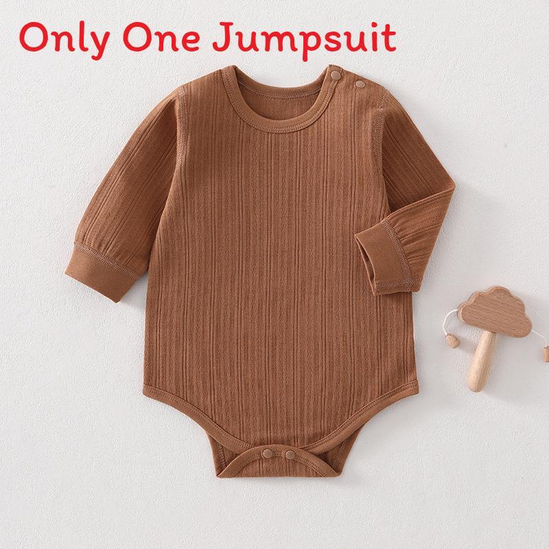 Baby Cotton Long Sleeve Footed Romper With Bone Free Jacquard Design For Newborns And Infants