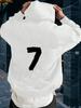 Men's Street Style Hoodie with Bold Number 7 Print - Long Sleeves, Regular Fit, Front Pockets
