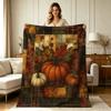 Soft Warm Flannel Throw Blanket with Vintage Fall Pumpkin Maple Leaf Patchwork Print for Couch Sofa Bed Living Room Bedroom All Season Cozy Lightweigh