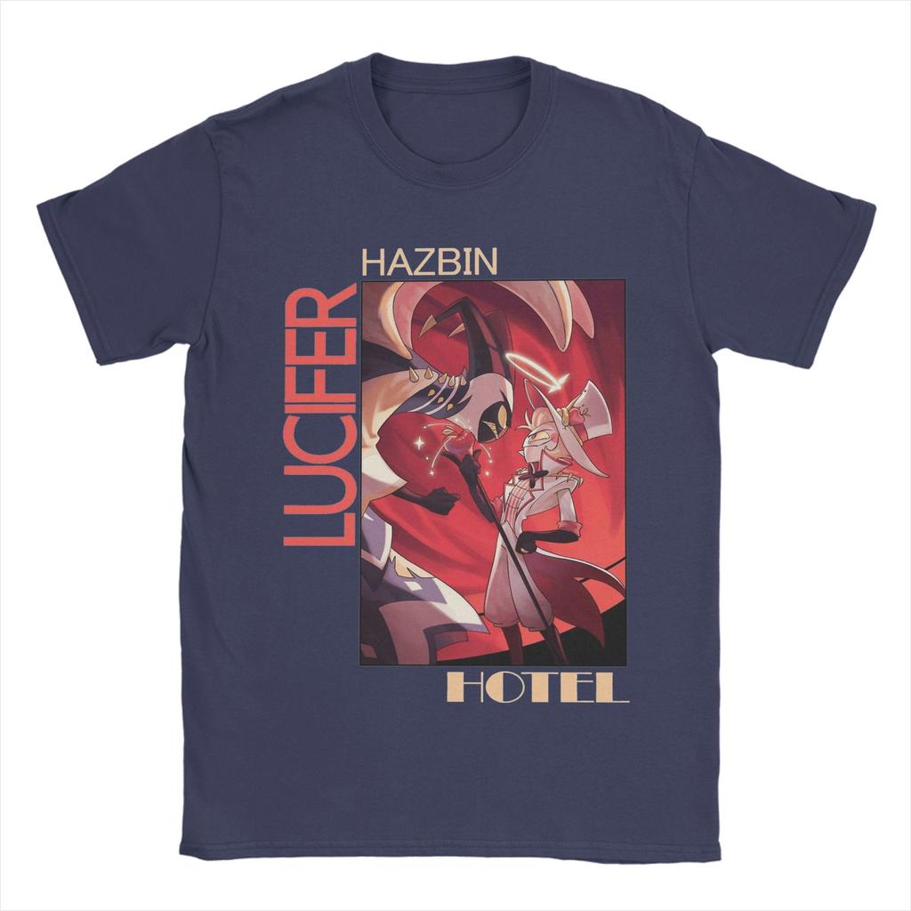 New Hazbin Hotel Lucifer Unisexs 100Cotton Shirt Y2k Anime Graphic Tshirts Harajuku Style Fashion Popular Street Hawaiian Tshirt