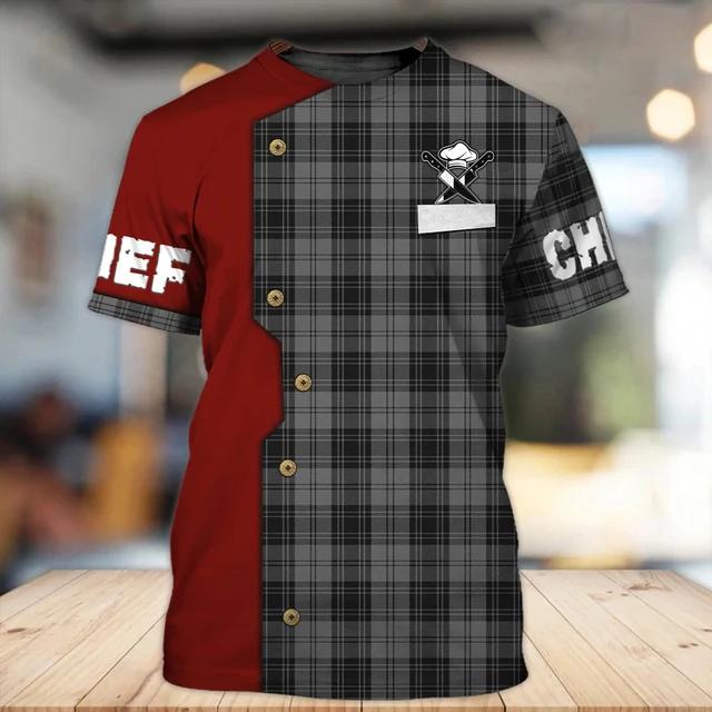 Chef Shirt Herren-T-Shirts, 3D-individuell bedruckte Herrenbekleidung, O-Ausschnitt, übergroß, günstige Kurzarm-Tops, Mode, Punk, Streetwear, 6XL