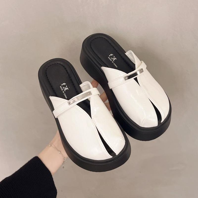 Fashion Trifle Platform Heightened Baotou Mary Jane Semi-slippers Women's 2025 Summer New Casual Fashion Outward Wear Flip-flops